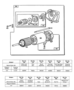 Electric Starter And Chart Diagram and Parts List for 404707-0116-XX  Briggs and Stratton Engine